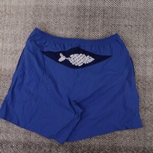 Back East Swim Trunks Mens Large Blue Excellent Fish Graphic Mesh Lined Shorts